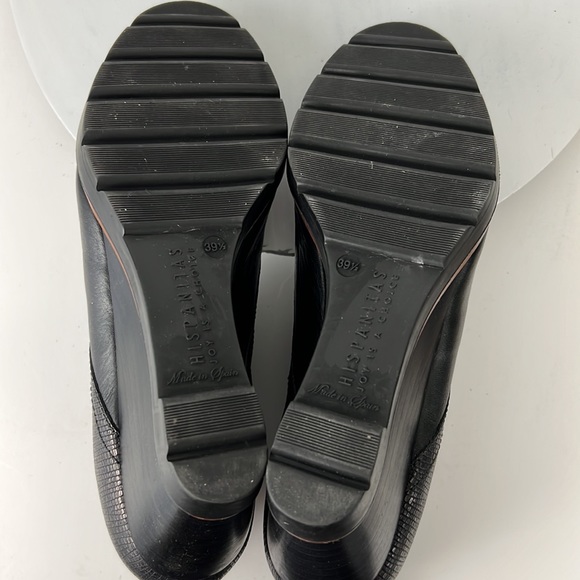 Hispanitas Black Leather Wedge Ankle Boot Booties Size 39.5 US 8.5 - 9 - Picture 9 of 10